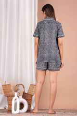 Half Sleeves Shirt & Short Set in Grey  - Viscose